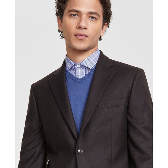 Tommy Hilfiger Men's Modern-Fit Stretch Wool Suit Jacket - Dark Brown, 40L - Picture 1 of 1